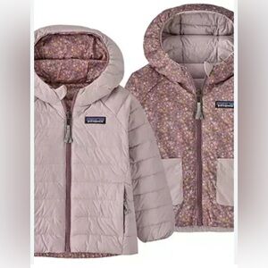 Patagonia Lilac and Floral Reversible Puffer Jacket
